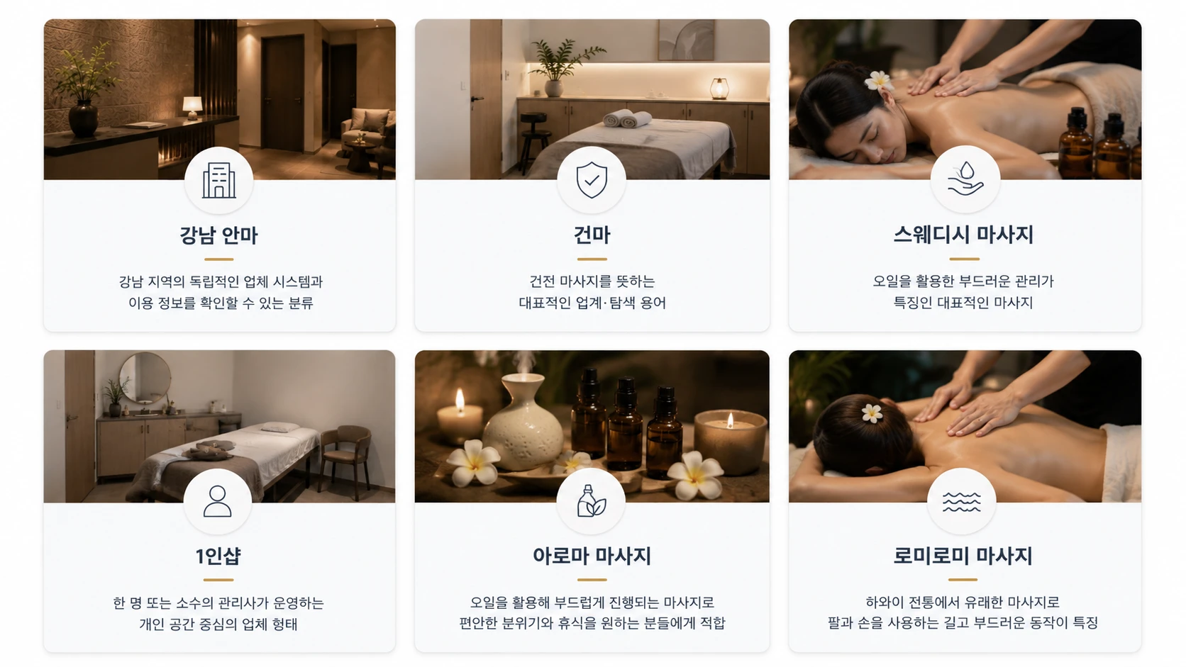 강남 안마 건마 스웨디시 1인샵 아로마 로미로미 마사지 종류와 업체 형태